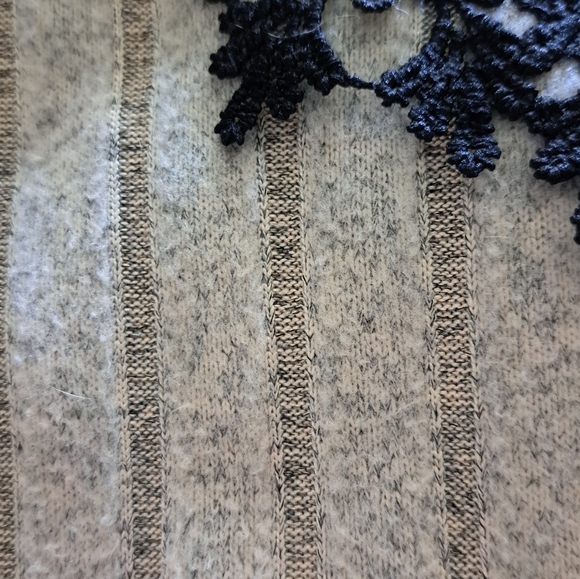 Elegant Black Lace Trim Sweater, Fits L or XL - Picture 2 of 2